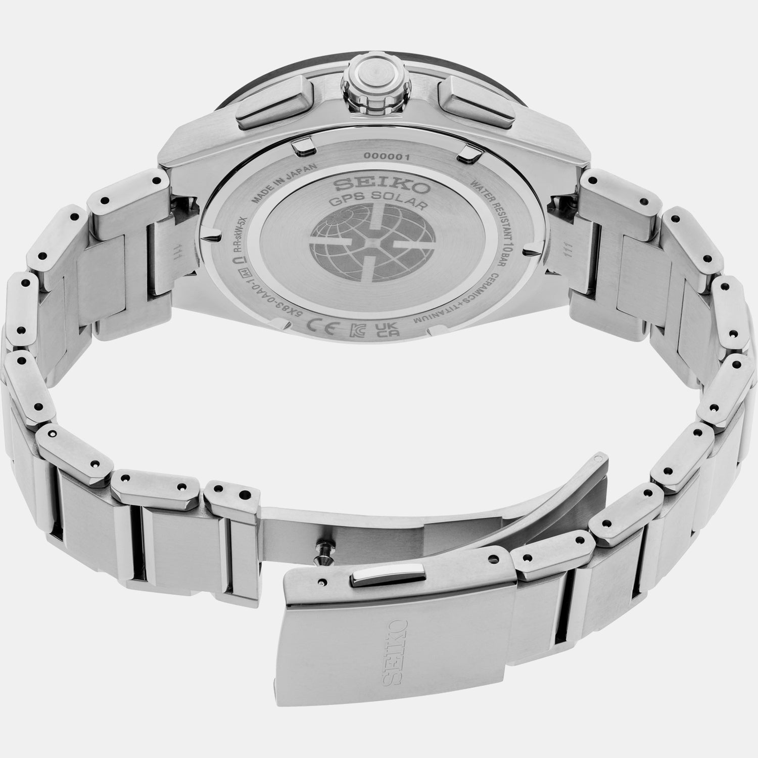 Astron Men Solar Sparkling Blue Dial Chronograph Stainless Steel Watch SSH153J1