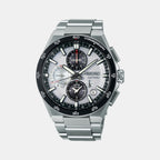 Astron Men Solar Sparkling Blue Dial Chronograph Stainless Steel Watch SSH153J1