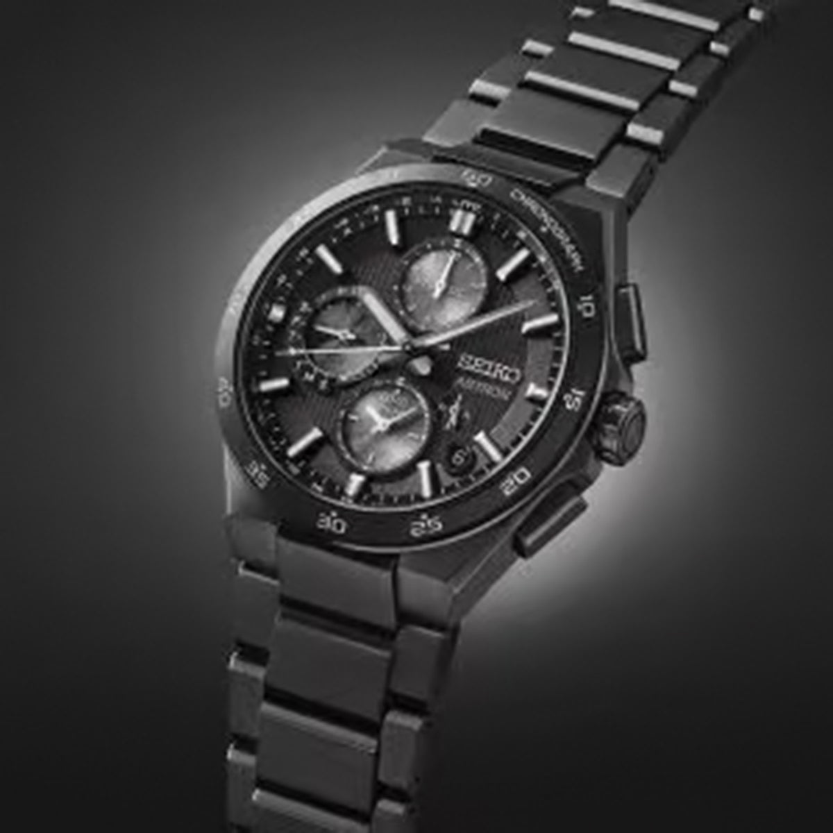 Astron Men Solar Black Dial Chronograph Stainless Steel Watch SSH155J1