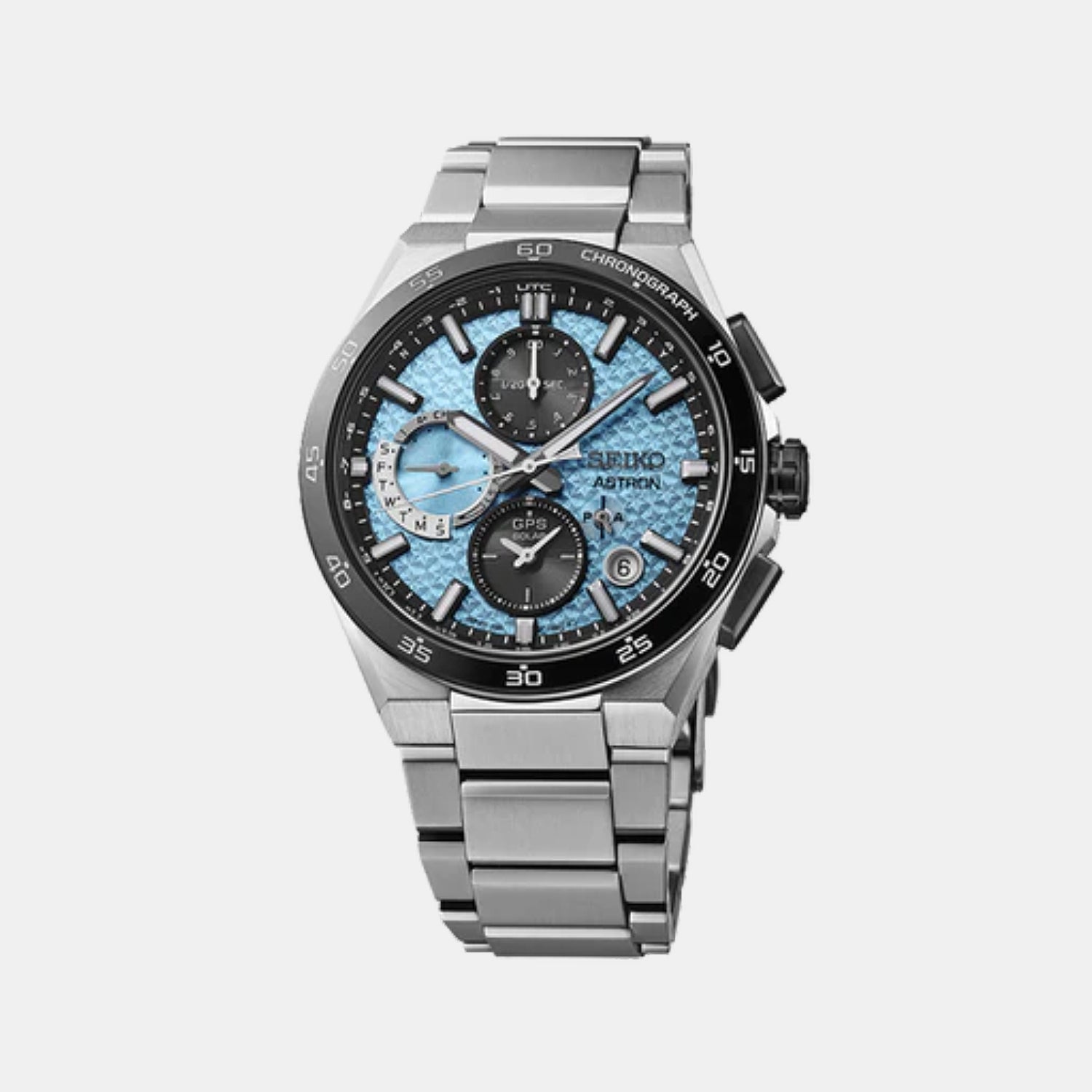 Seiko Astron Men Solar Sparkling Blue Dial Chronograph Stainless Steel  Watch SSH157J1
