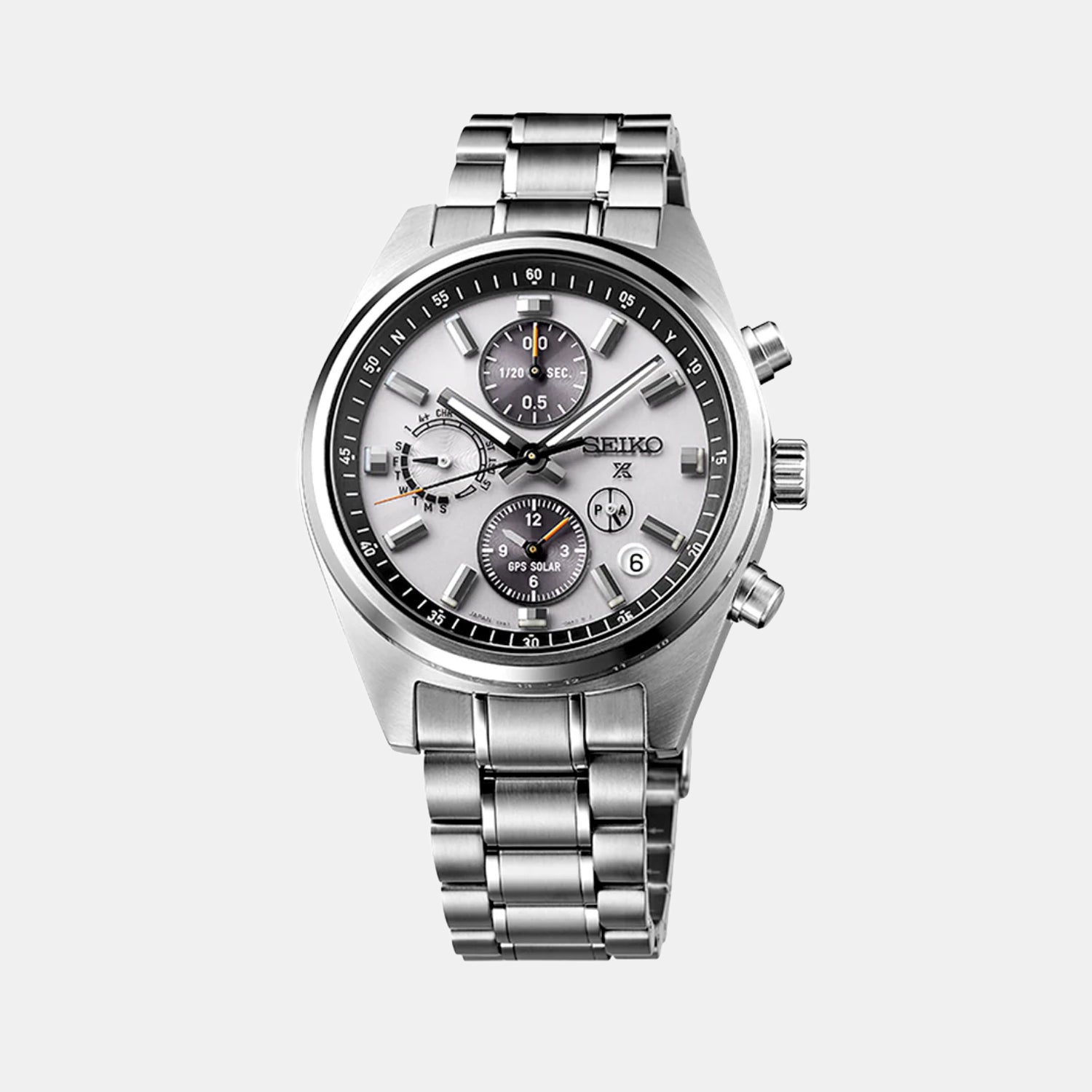 Prospex GPS Solar Chronograph Speedtimer Men Silver Dial Metal Watch SSH165J1