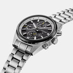 Speedtimer Men Solar Black Dial Chronograph Stainless Steel Watch SSH167J1