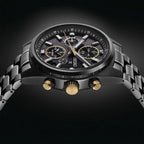 Speedtimer Men Solar Black Dial Chronograph Stainless Steel Watch SSH169J1