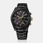 Speedtimer Men Solar Black Dial Chronograph Stainless Steel Watch SSH169J1