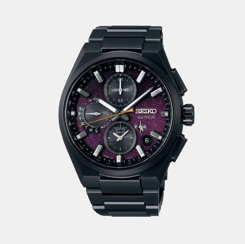 Seiko Round Purple Chronograph watch