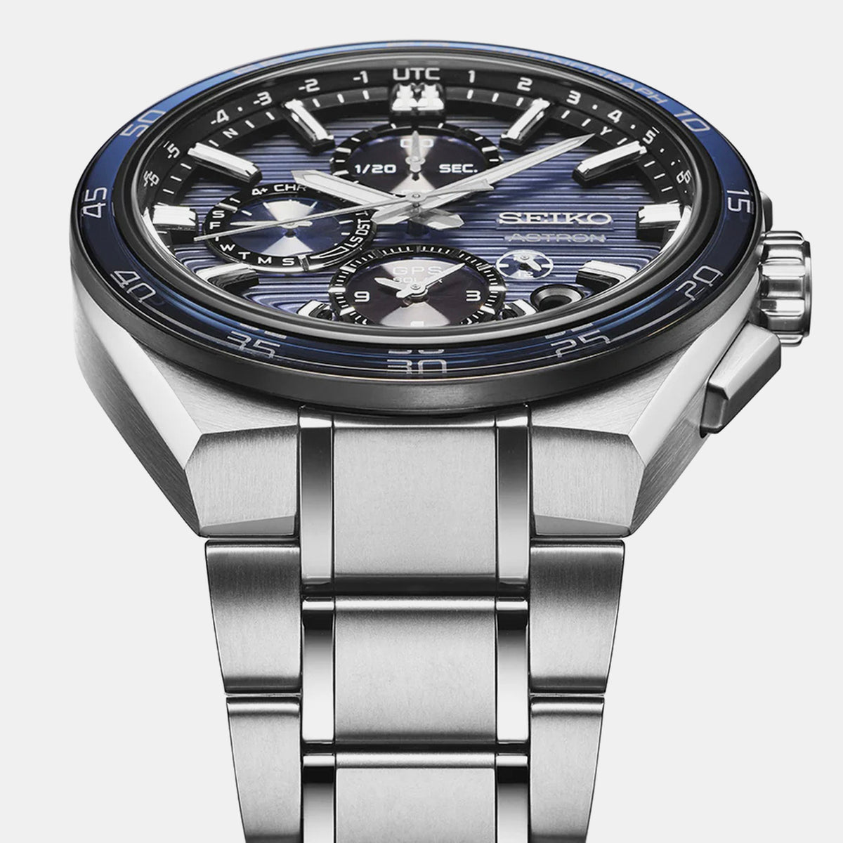 Astron Men Solar Blue Dial Chronograph Stainless Steel Watch SSH175J1