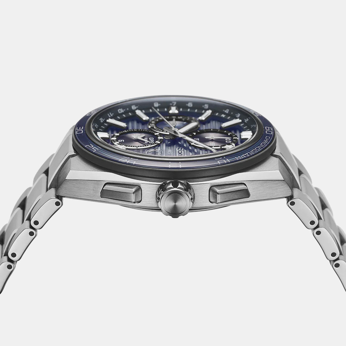 Astron Men Solar Blue Dial Chronograph Stainless Steel Watch SSH175J1