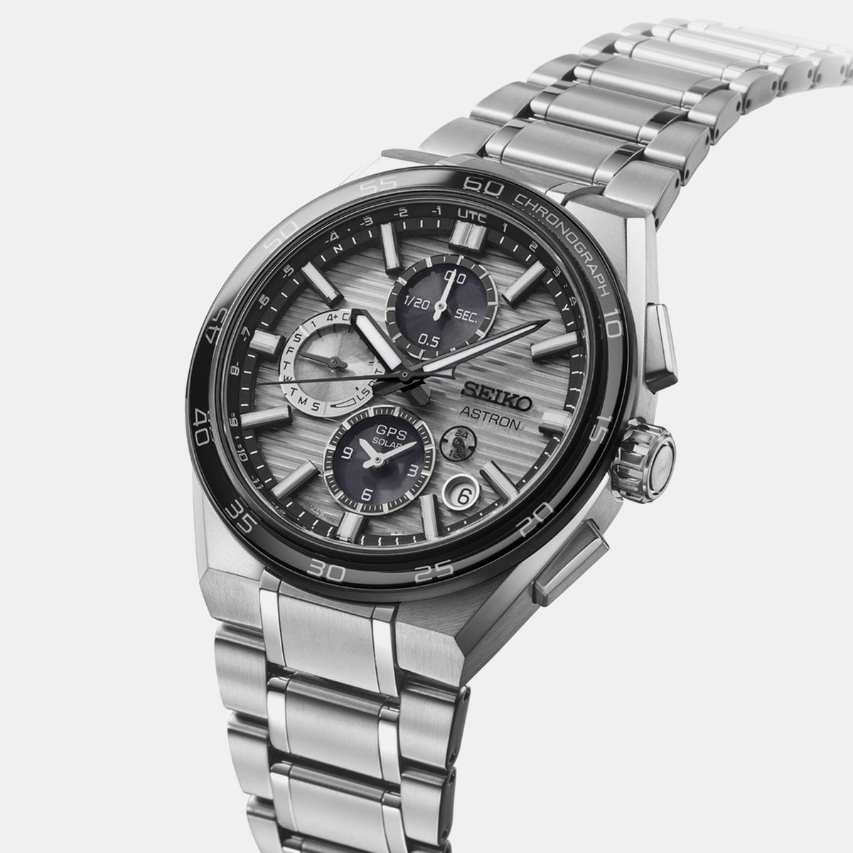 Astron Men Solar Grey Dial Chronograph Stainless Steel Watch SSH177J1