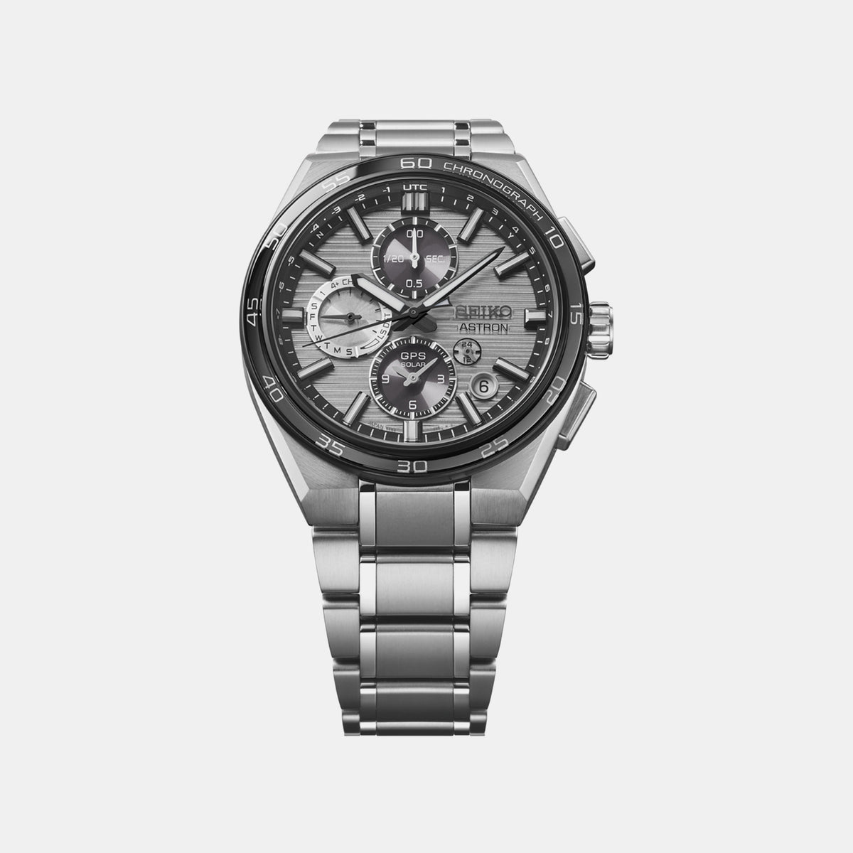 Astron Men Solar Grey Dial Chronograph Stainless Steel Watch SSH177J1