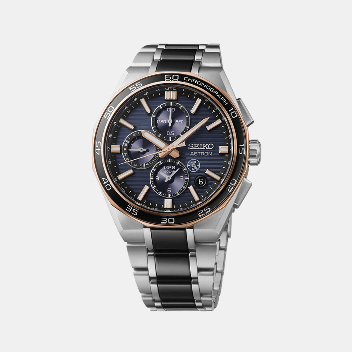 Astron Men Solar Blue Dial Chronograph Stainless Steel Watch SSH180J1