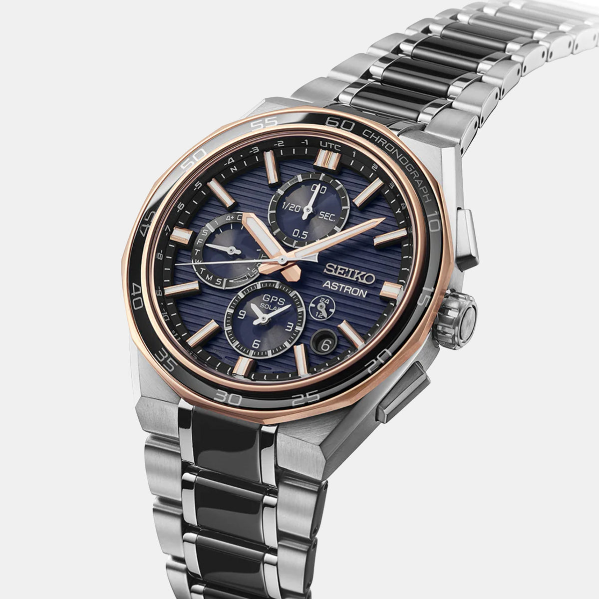 Astron Men Solar Blue Dial Chronograph Stainless Steel Watch SSH180J1