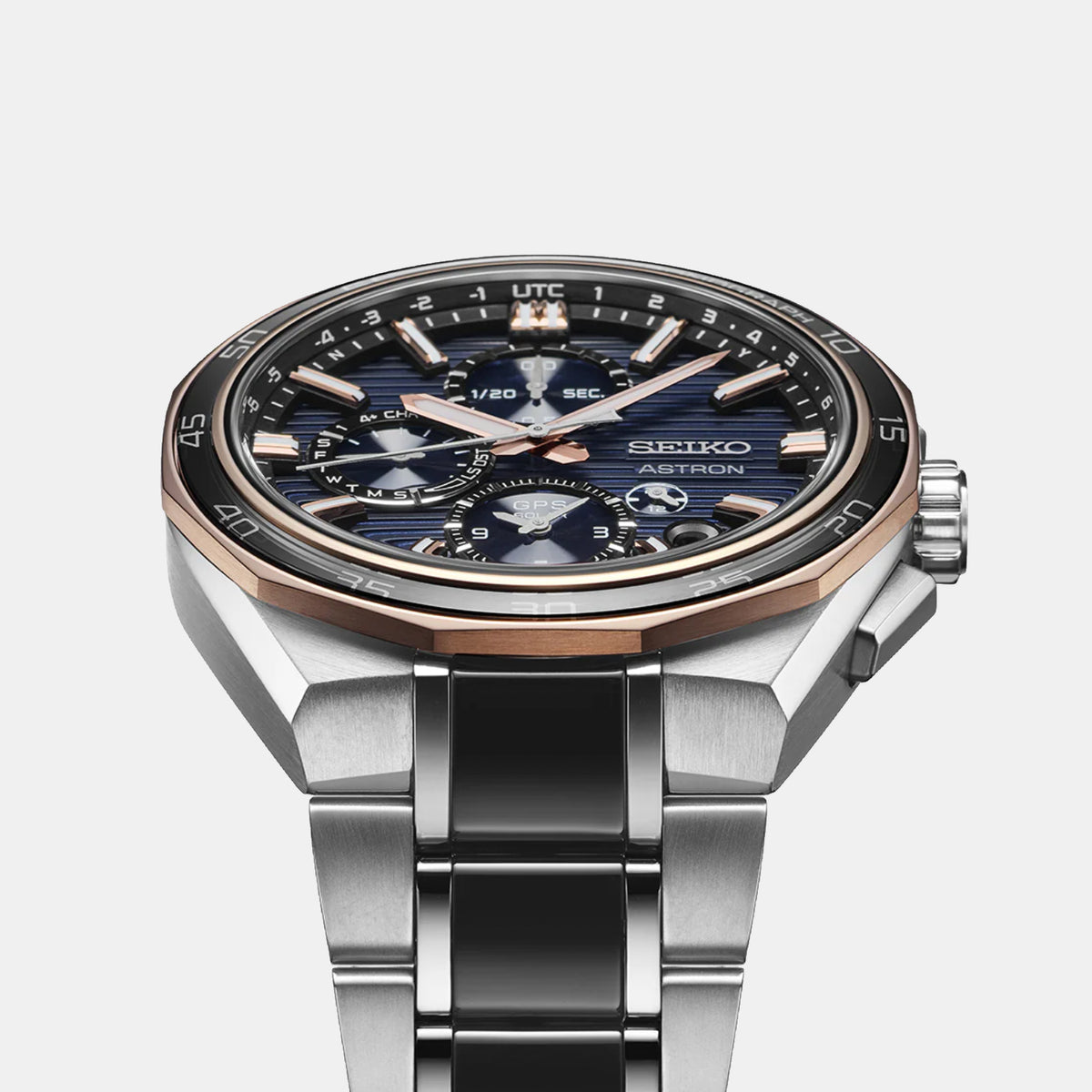 Astron Men Solar Blue Dial Chronograph Stainless Steel Watch SSH180J1