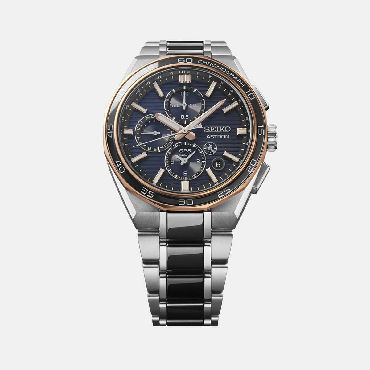 Astron Men Solar Blue Dial Chronograph Stainless Steel Watch SSH180J1