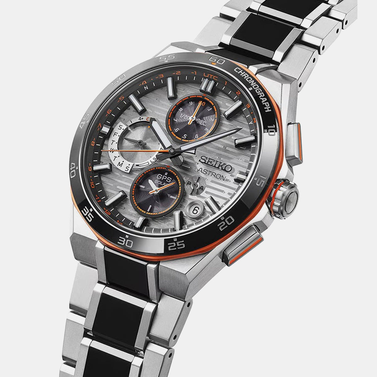 Astron Men Solar Silver Dial Chronograph Stainless Steel Watch SSH183J1