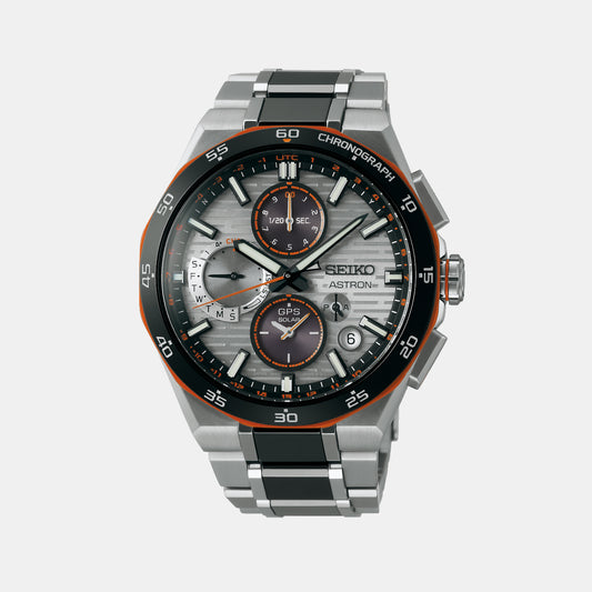 Astron Limited Edition Men GPS Solar Silver Dial Chronograph Stainless Steel Watch SSH183J1