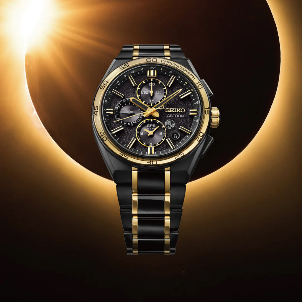 Astron 145th Anniversary Limited Edition ‘Solar Eclipse’ Men Black Dial Chronograph Titanium Watch SSH186J1
