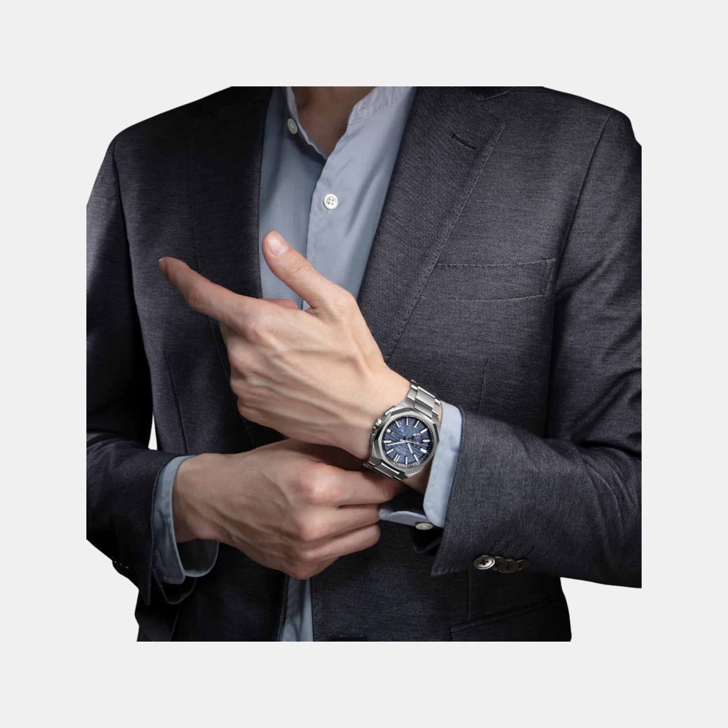 Astron Men Solar Sapphire Blue Dial Analog Stainless Steel Watch SSJ013J1