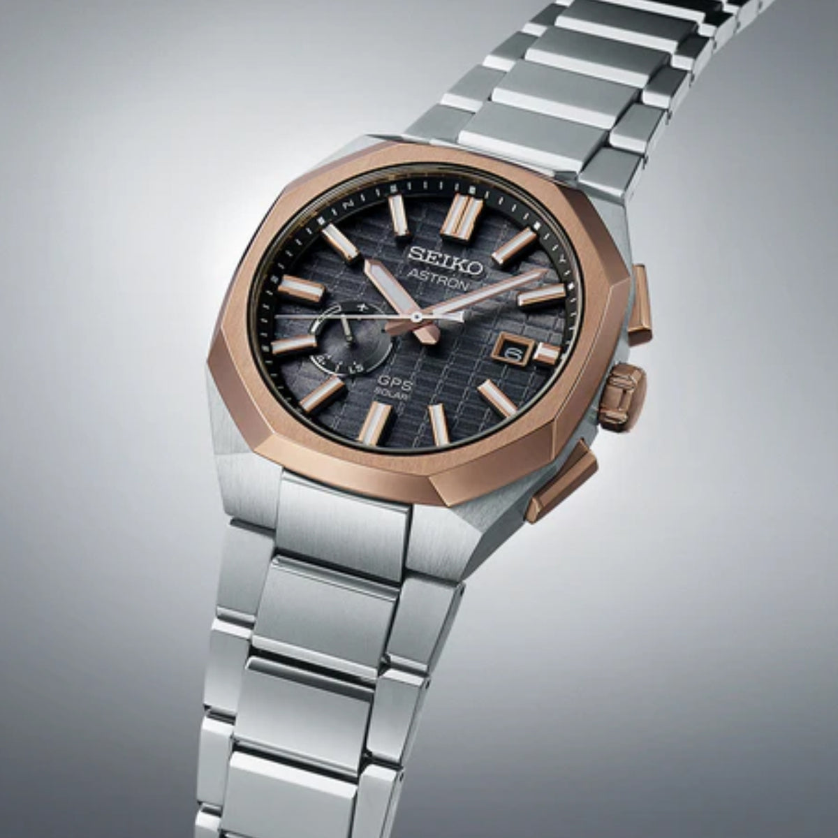 Astron Men Solar Grey Dial Analog Stainless Steel Watch SSJ014J1