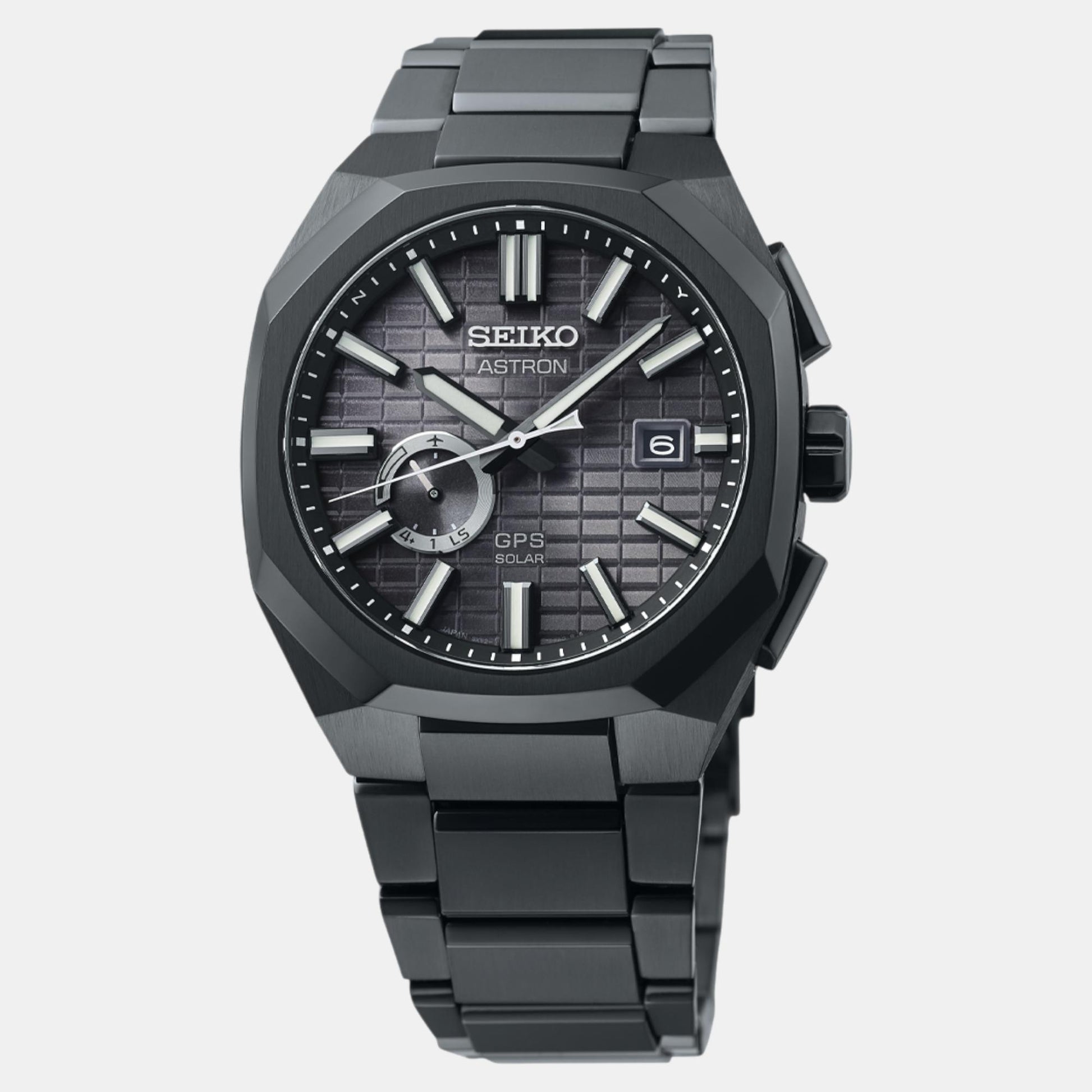 Seiko Astron Men Solar Black Dial Analog Stainless Steel Watch