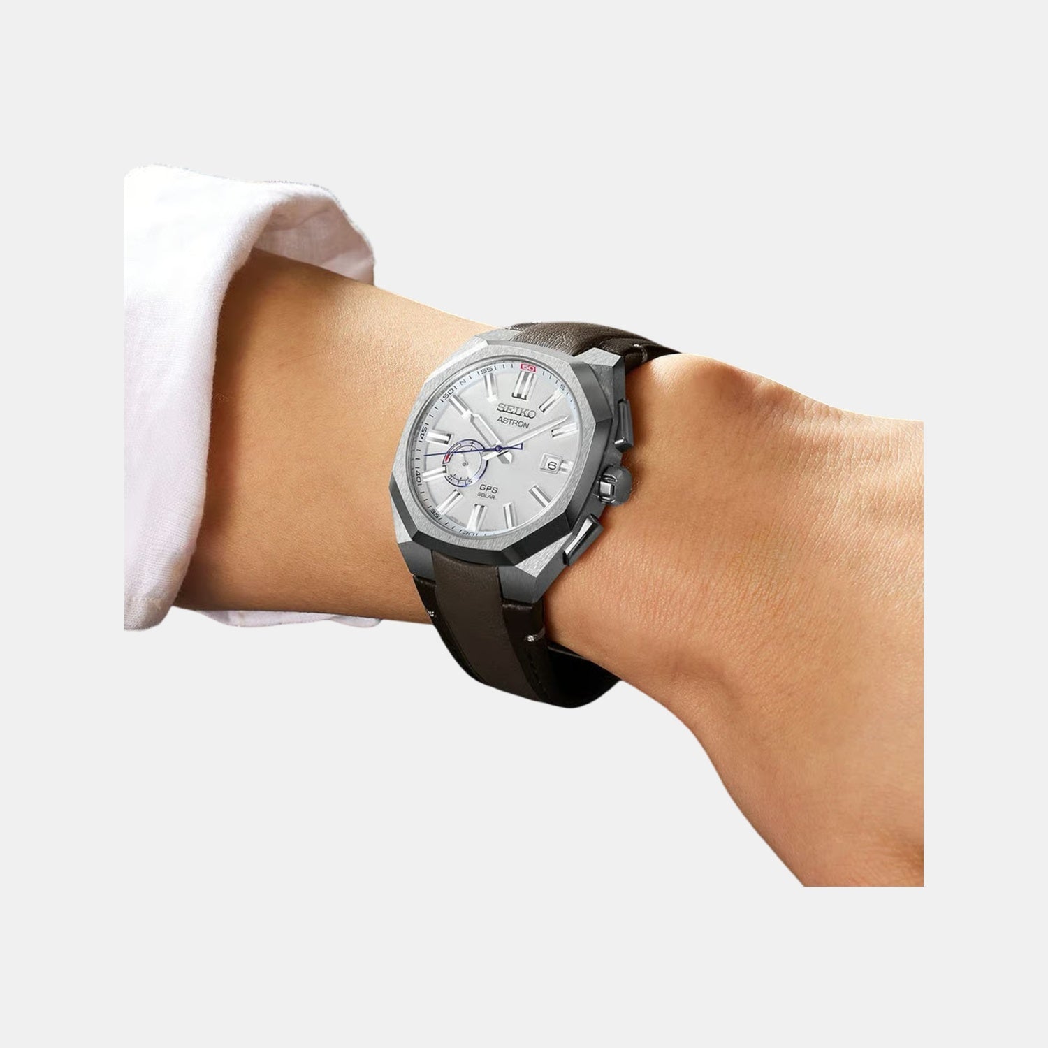 Astron Men Solar White Dial Analog Stainless Steel Watch SSJ019J1