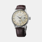 Presage Men Automatic Gold Dial Analog Leather Watch SSK041J1