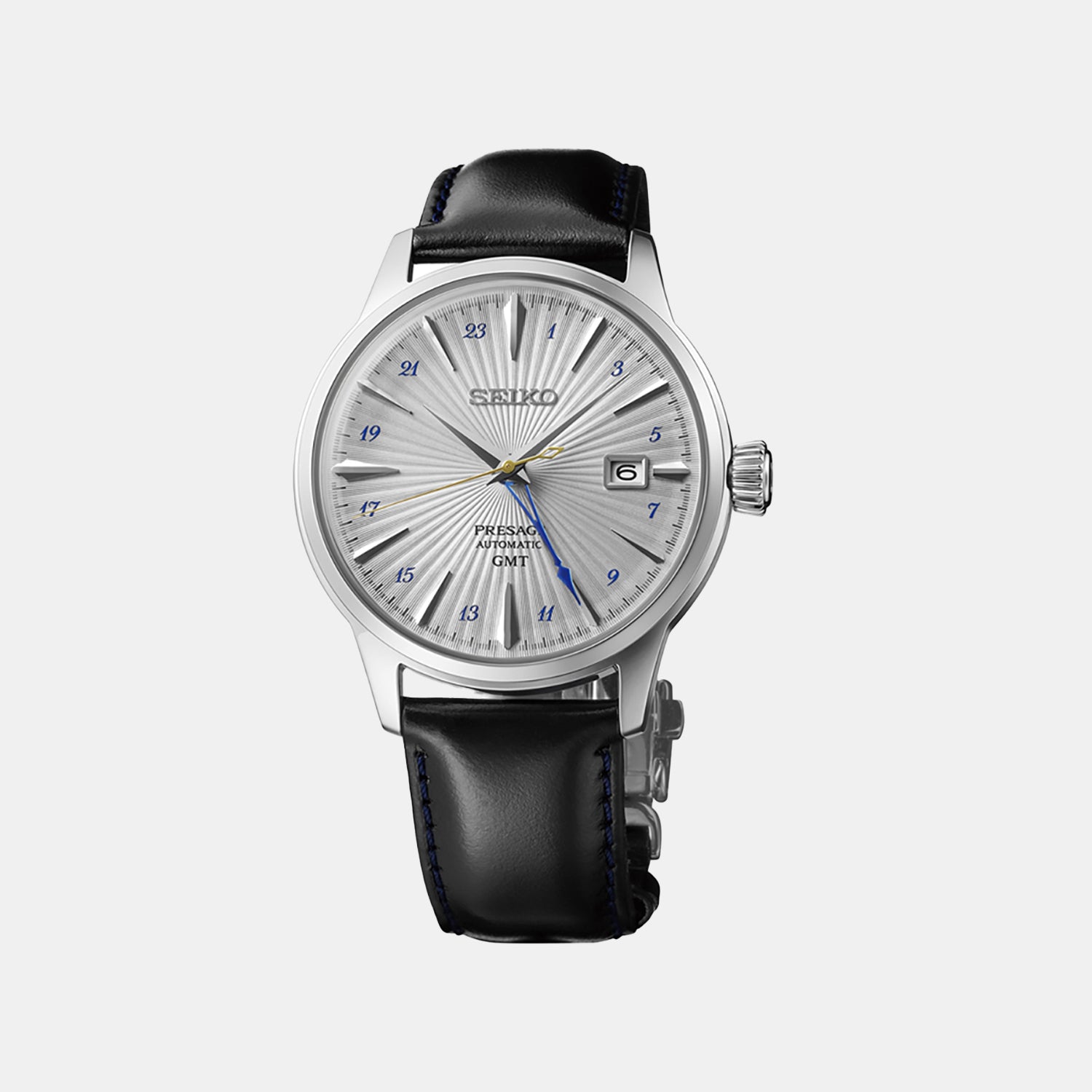 Presage Cocktail Time Gmt Men Automatic Silver Dial Analog Leather Watch SSK049J1
