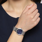 Dress Women Solar Blue Dial Analog Stainless Steel Watch SUP433P1