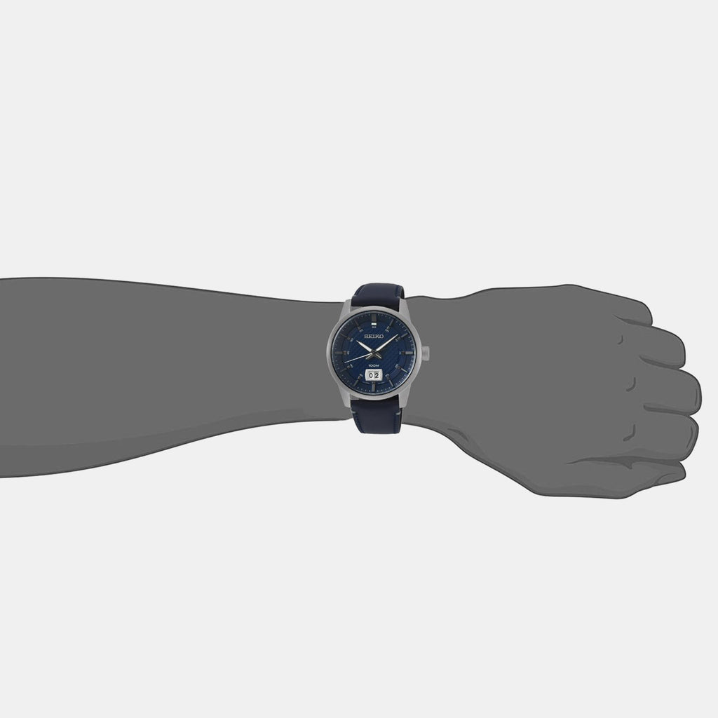 Men'S Collection Men Quartz Blue Dial Analog Leather Watch SUR287P1