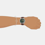 Dress Men Quartz Green Dial Analog Leather Watch SUR449P1