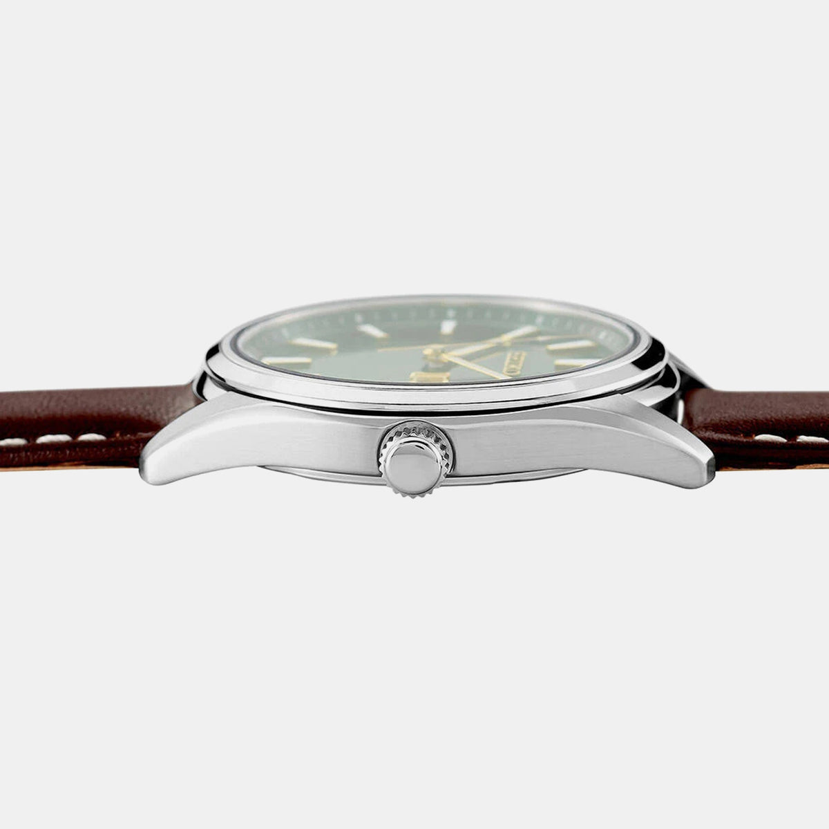 Dress Men Quartz Green Dial Analog Leather Watch SUR449P1