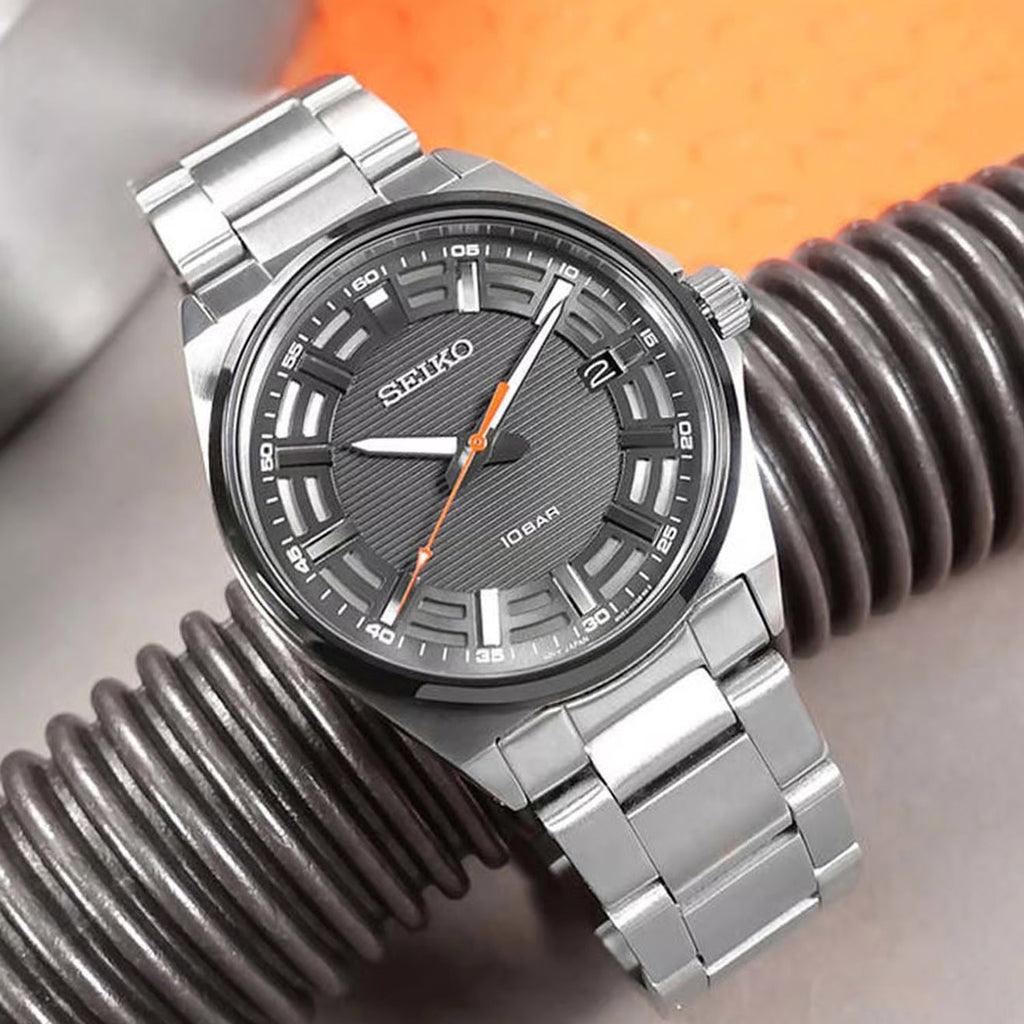 Dress Men Quartz Grey Dial Analog Stainless Steel Watch SUR507P1