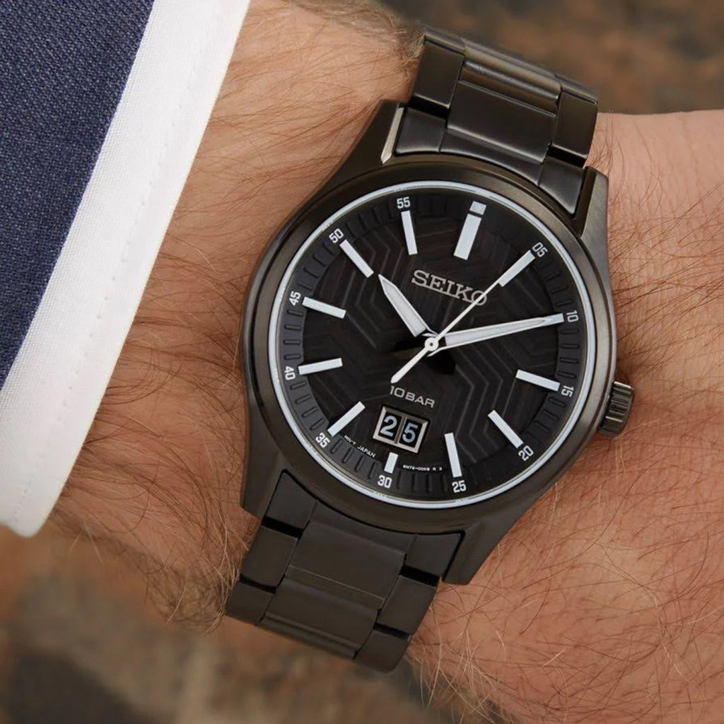 Dress Men Quartz Black Dial Analog Stainless Steel Watch SUR515P1