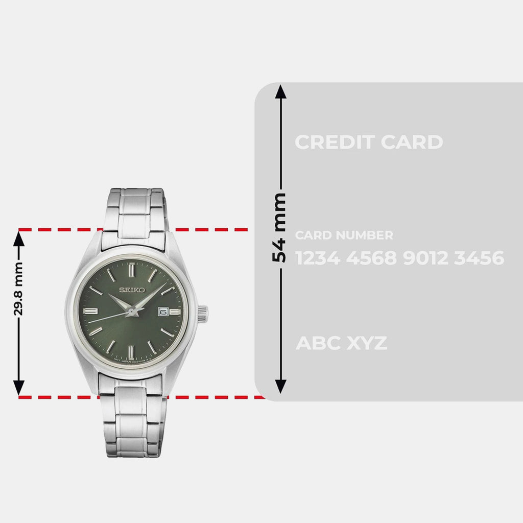 Dress Women Quartz Green Dial Analog Stainless Steel Watch SUR533P1