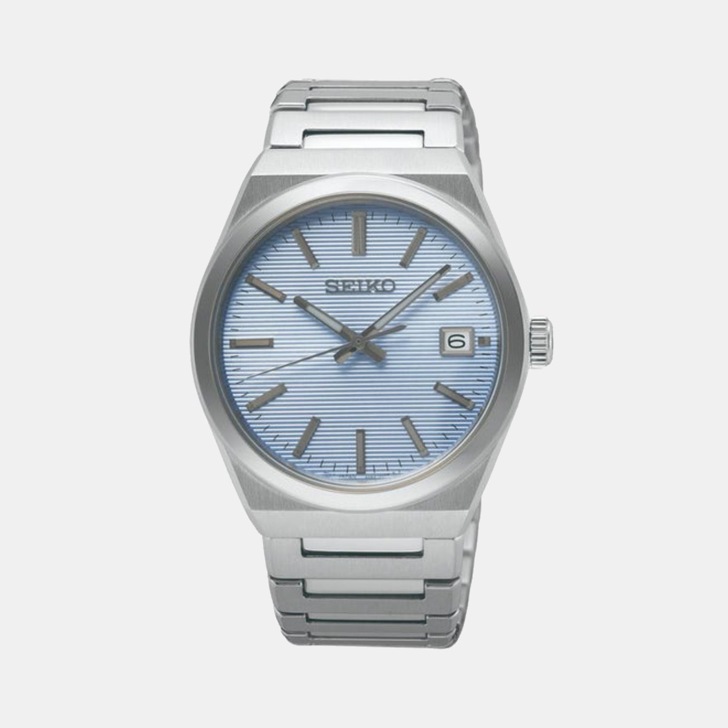 Dress Men Quartz Light Blue Dial Analog Stainless Steel Watch SUR599P1