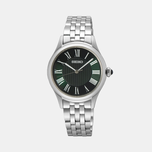 Classic Women Quartz Green Dial Analog Stainless Steel Watch SUR611P1