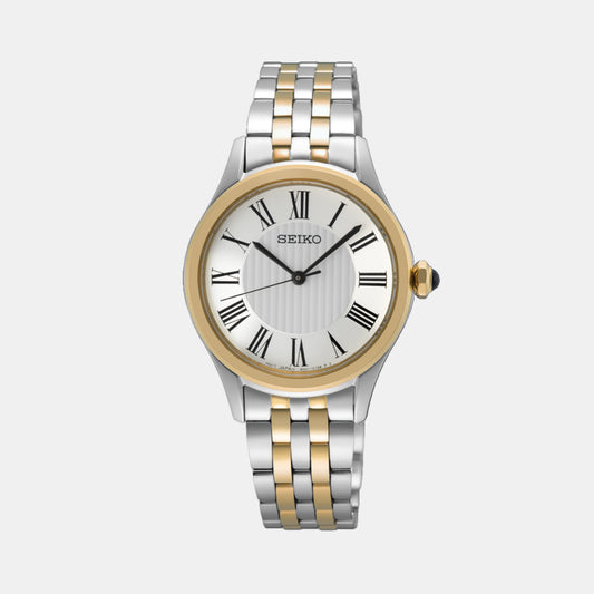 Classic Women Quartz White Dial Analog Stainless Steel Watch SUR612P1