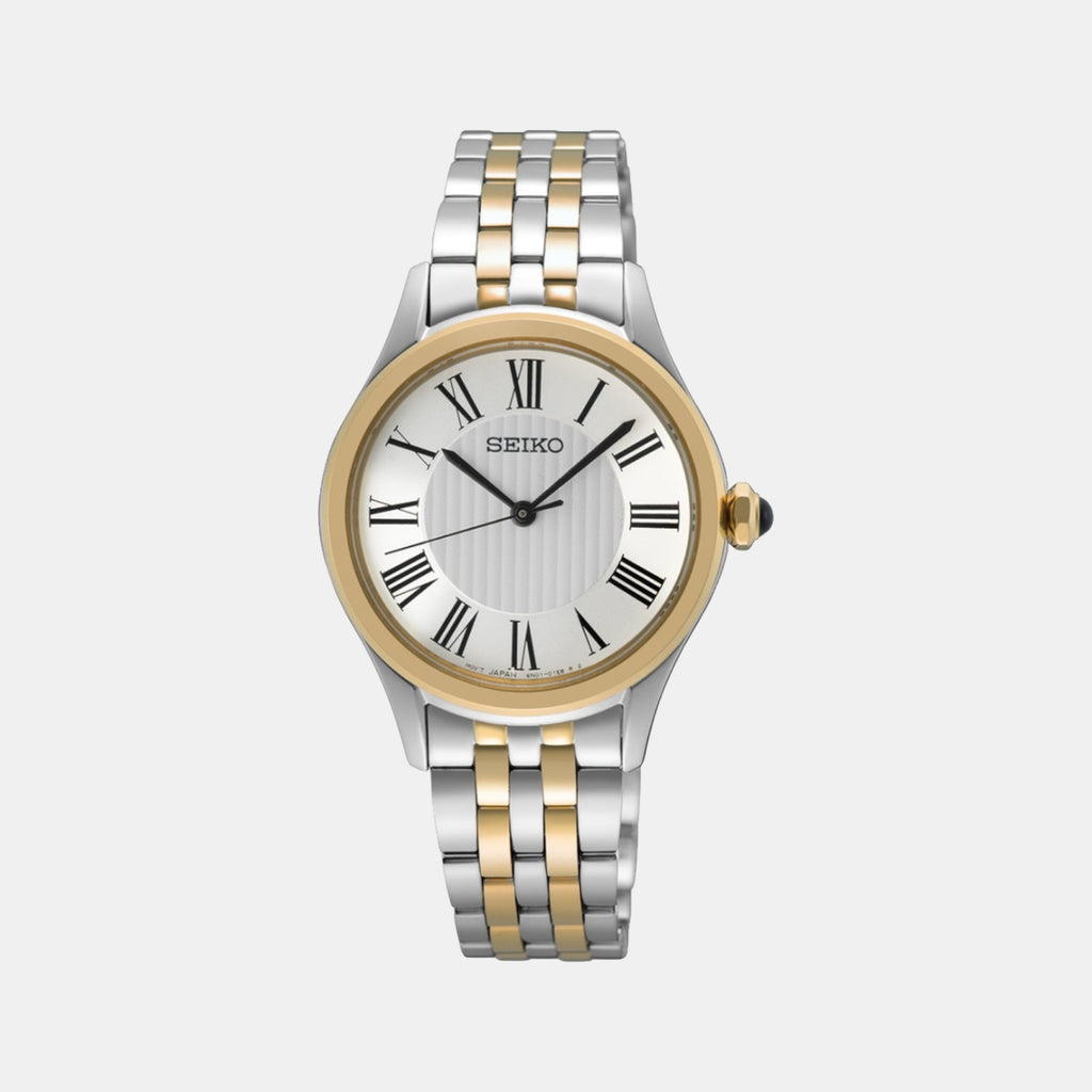 Classic Women Quartz White Dial Analog Stainless Steel Watch SUR612P1