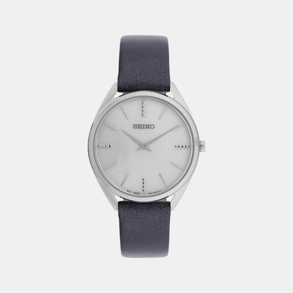 Seiko Ladies Women Quartz Silver Dial Analog Leather Watch SWR079P1