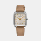 Dress Women Quartz White Dial Analog Leather Watch SWR089P1