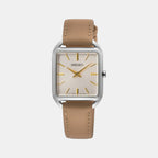 Dress Women Quartz White Dial Analog Leather Watch SWR089P1