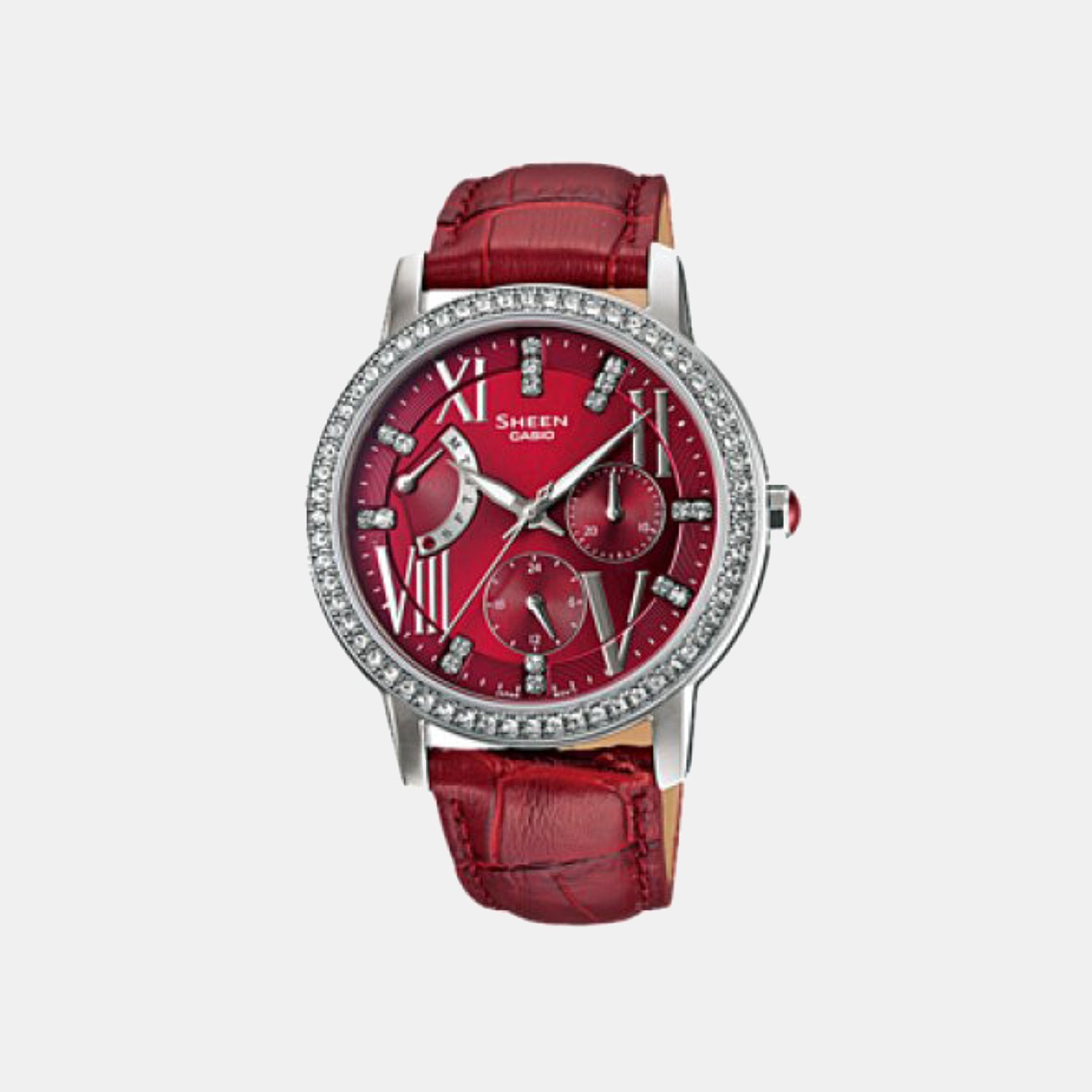 Sheen Women Quartz Red Dial Analog Leather Watch SX071