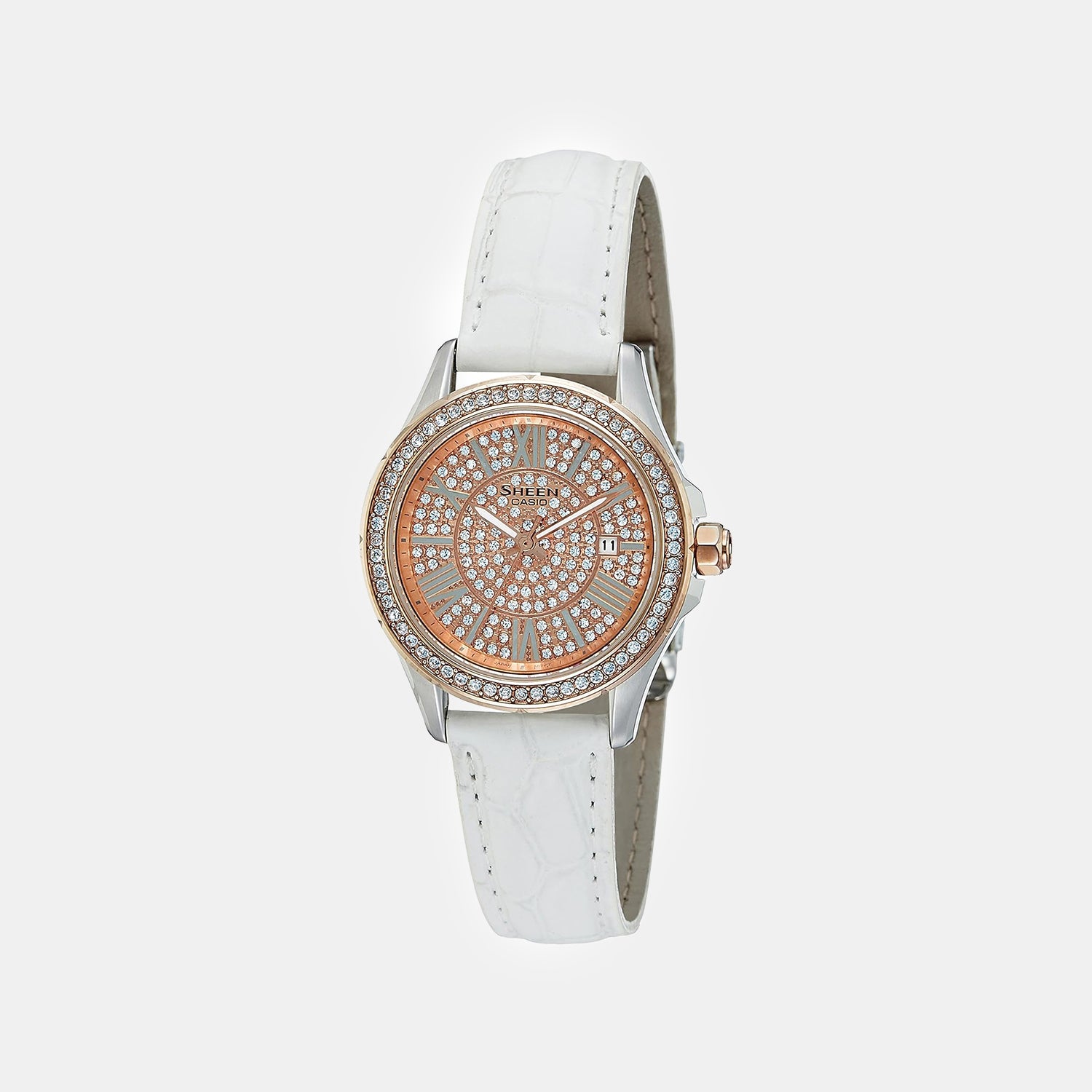 Women Quartz Rose Gold Dial Analog Leather Watch SX079