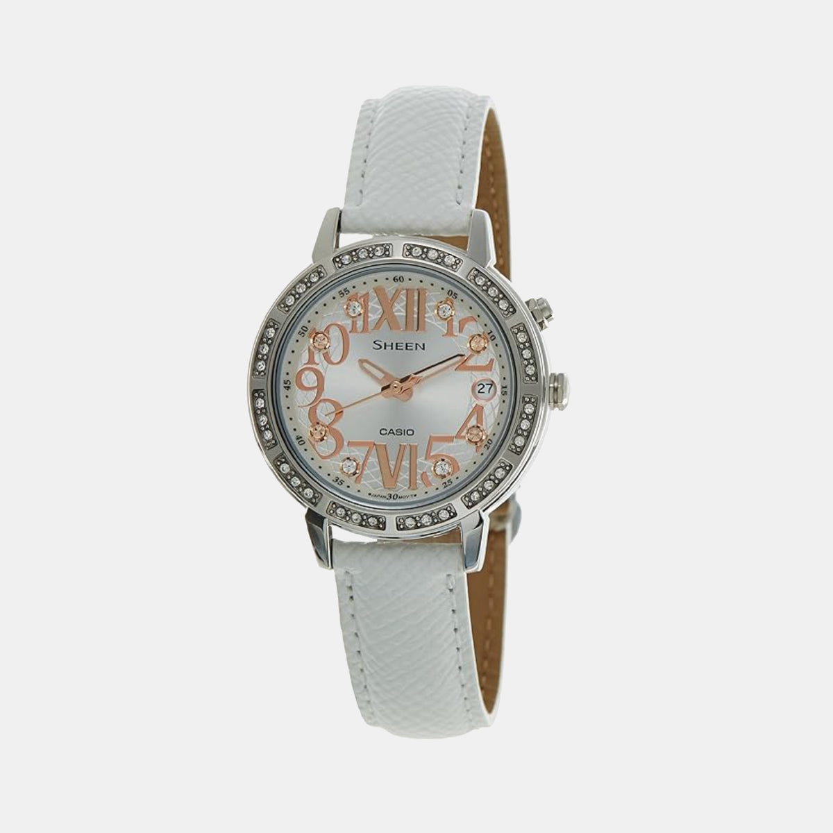 Sheen Women Quartz White Dial Analog Leather Watch SX082