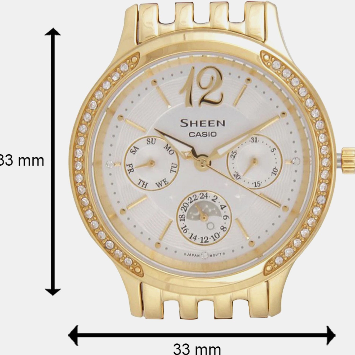 Sheen Women Quartz White Dial Multi-Function Stainless Steel Watch SX086