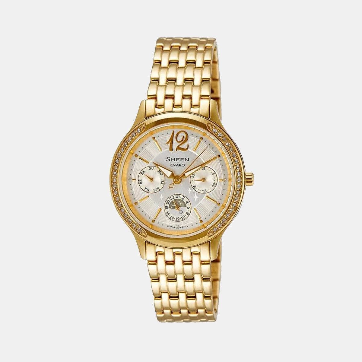 Sheen Women Quartz White Dial Multi-Function Stainless Steel Watch SX086