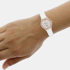 Sheen Women Quartz White Dial Multi-Function Leather Watch SX089