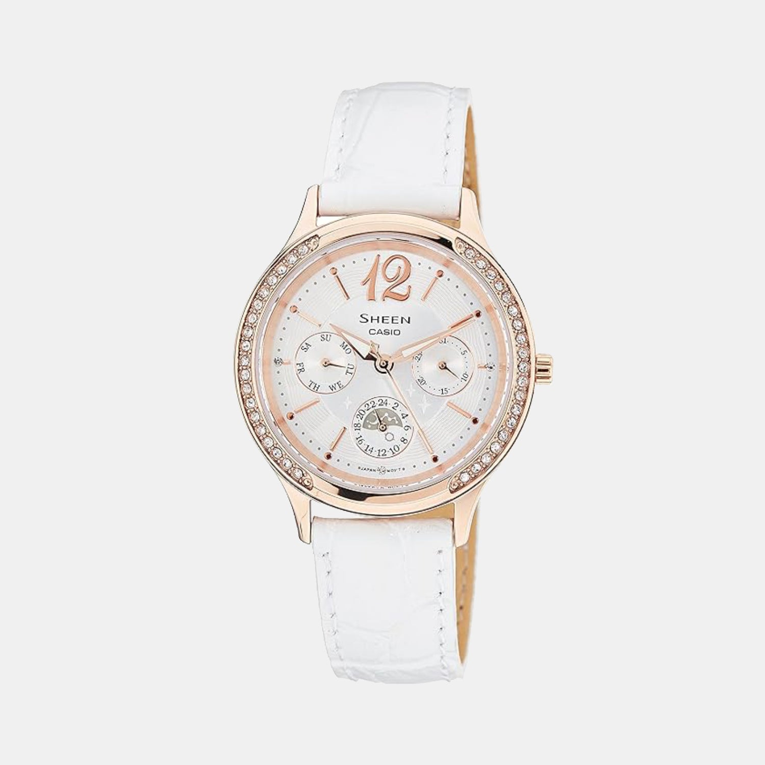 Sheen Women Quartz White Dial Analog Leather Watch SX089
