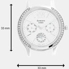 Sheen Women Quartz Silver Dial Multi-Function Leather Watch SX090