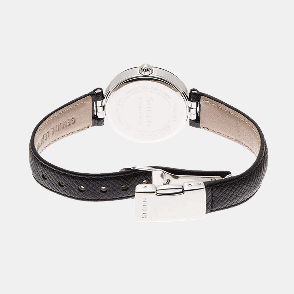 Sheen Women Quartz Black Dial Analog Leather Watch SX117
