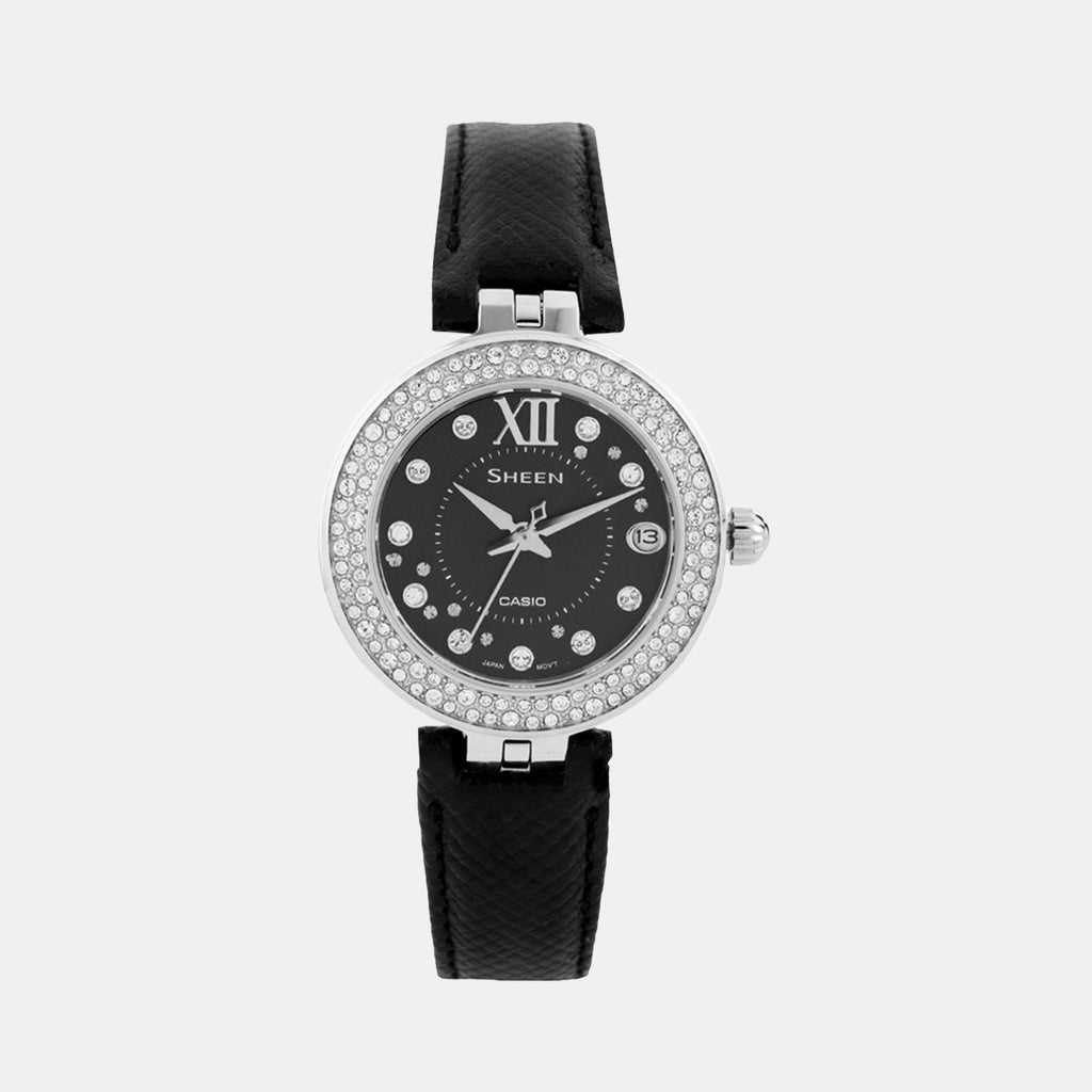 Sheen Women Quartz Black Dial Analog Leather Watch SX117